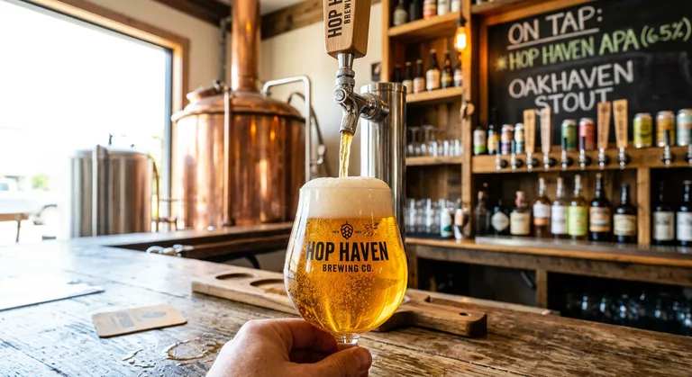 Beer being poured at a brewery